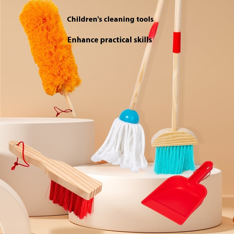 Children's Wooden Simulation Cleaning Suit Toys