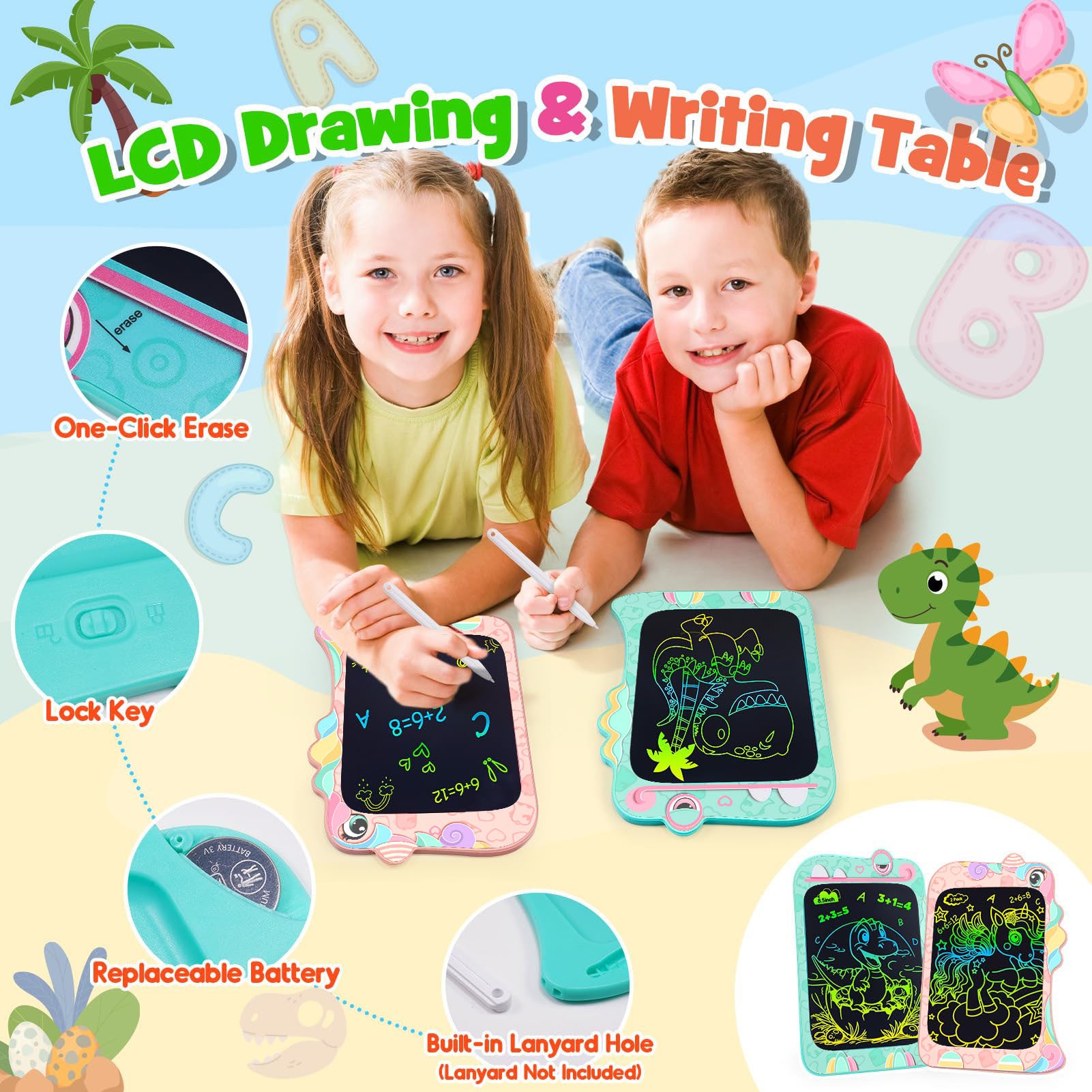 LCD Writing Tablet, Birthday Christmas Kids Unicorn Gifts,8.5 Inch Colorful Toddler Doodle Board Drawing Tablet, Erasable Reusable Electronic Drawing Pads, Educational And Learning Toys For Kids