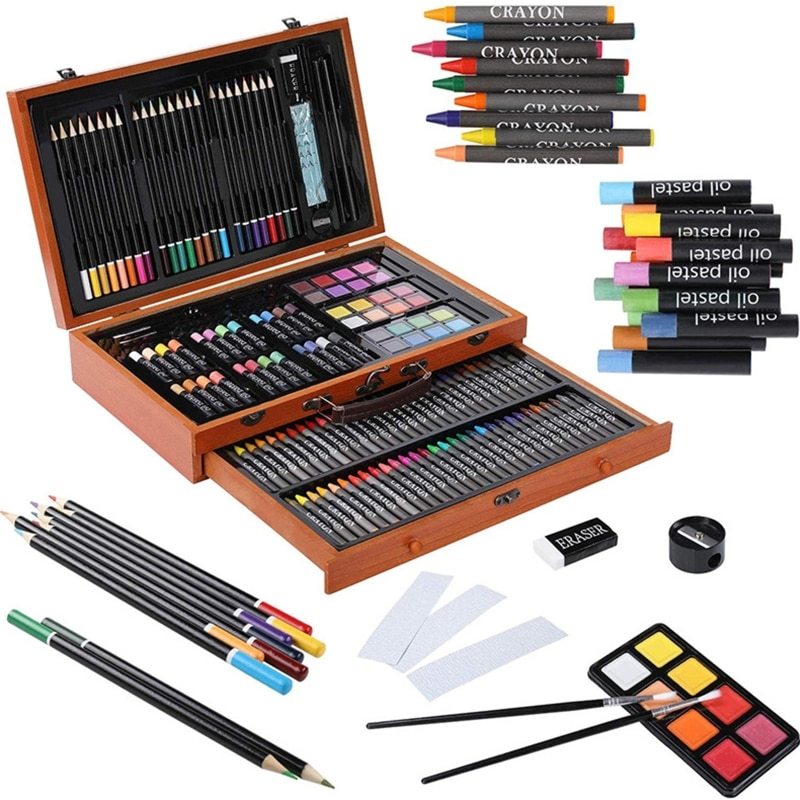 Wooden Box Brush Set Children's Drawing Set