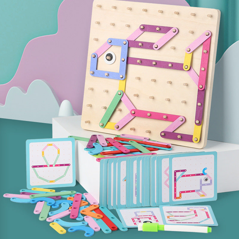 Early Education Wooden Shape Nail Board Puzzle