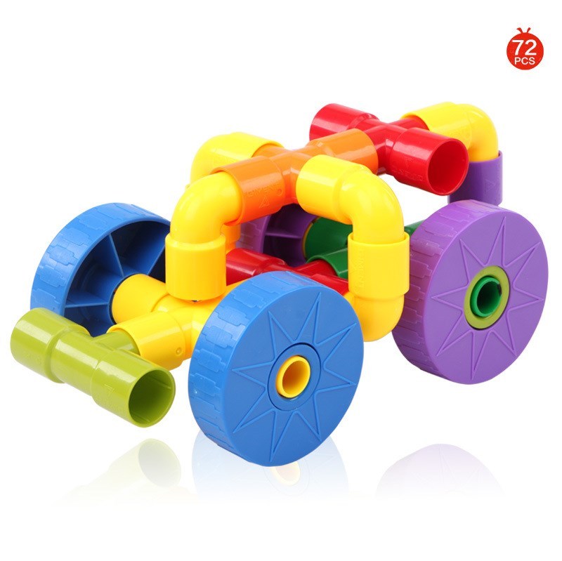 Children's assembly of pipe blocks