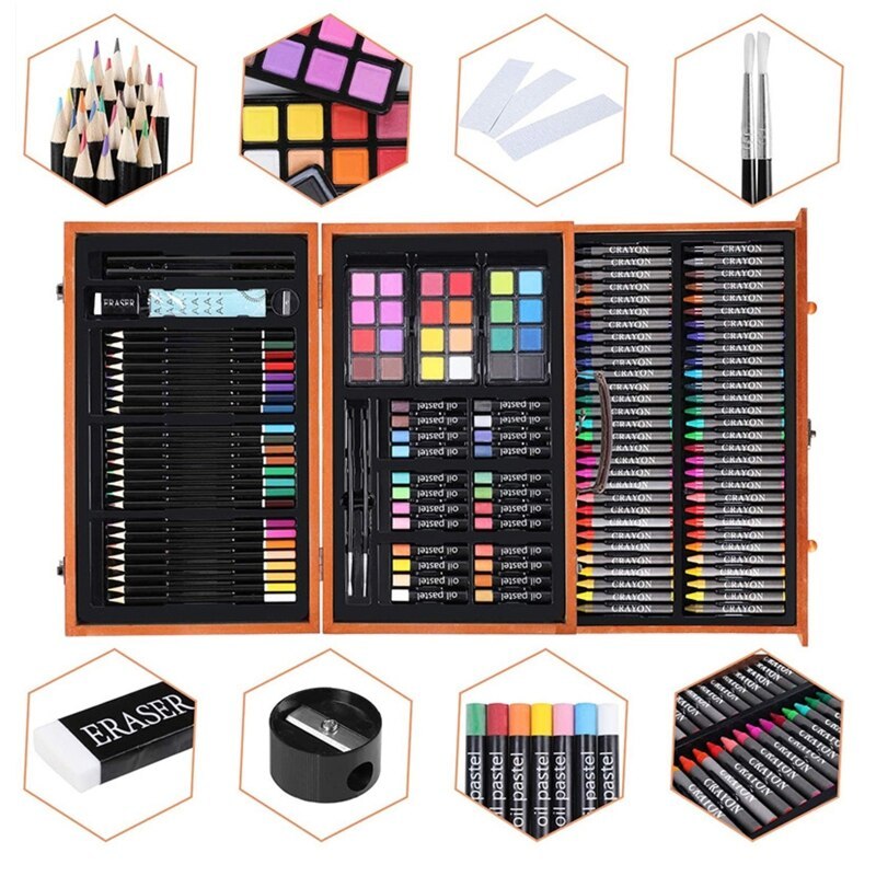 Wooden Box Brush Set Children's Drawing Set