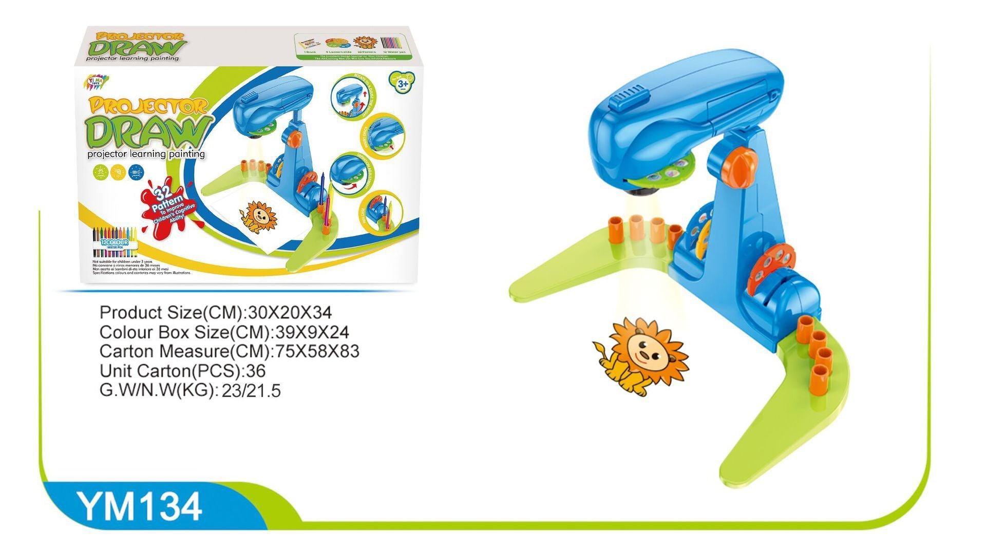 Children's projection table with drawing board