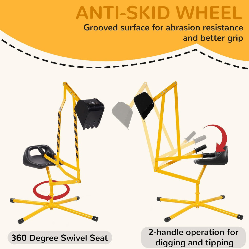 Only Supports Self Pickup  Kids Excavator Ride On Toys, Beach Toys Outdoor Sandbox Toy Excavator, Steel Excavator Crane Rotates 360 Degrees With Stable Base- Yellow