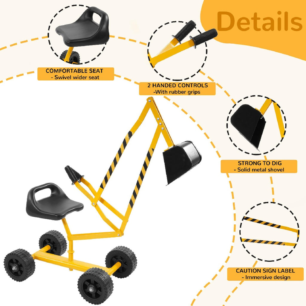 Only Supports Self Pickup  Kids Excavator Ride On Toys, Beach Toys Outdoor Sandbox Toy Excavator, Steel Excavator Crane Rotates 360 Degrees With Stable Base- Yellow