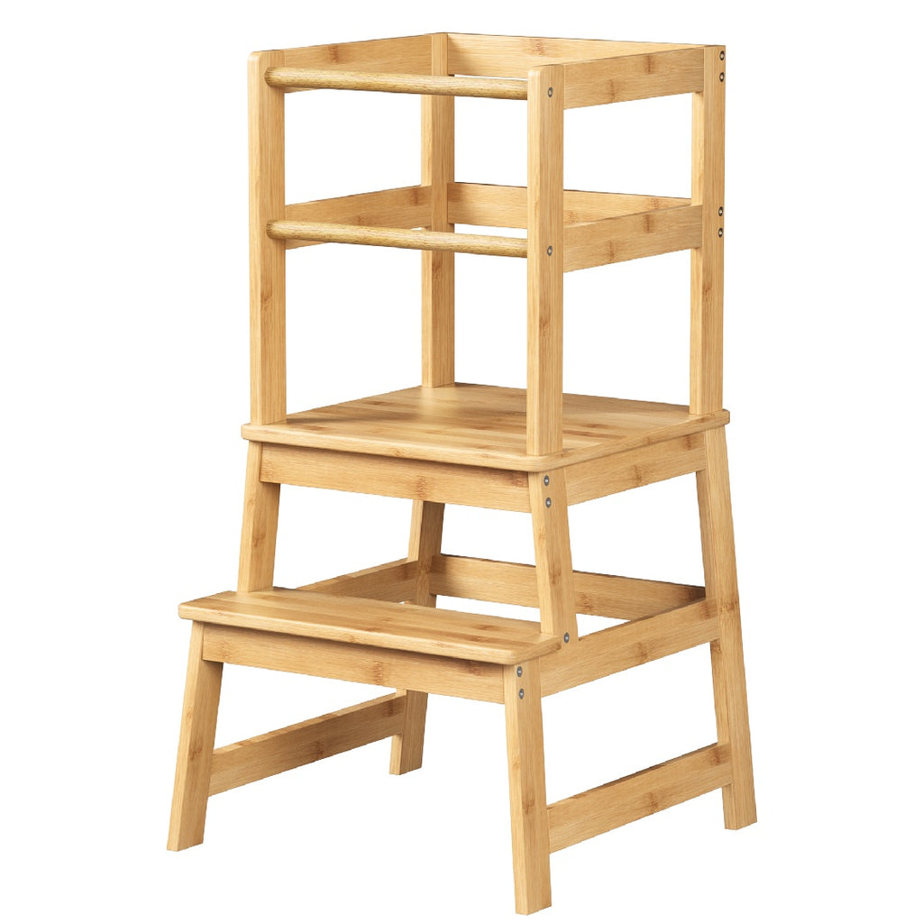 Only Supports Self Pickup-Toddler Step Stool, Wooden Children's Montessori Learning Standing Tower, Children's Kitchen Stool Helper With Safety Rails, Anti-tipping Structure