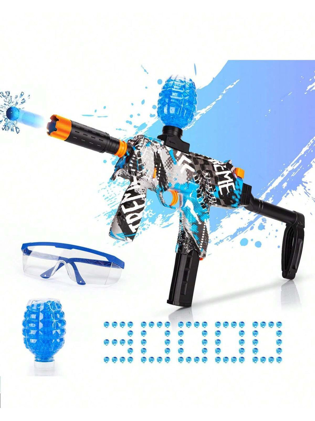 Gel Splatter Ball Blaster, Electric Gel Ball Blaster Toys,Automatic Splat Blaster With 30000pcs Water Gel Balls For Indoor Outdoor Activities Toy Game Backyard Team Game - Boys Birthday For Kids Chris