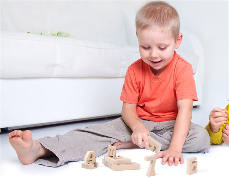 Wooden digital matching blocks