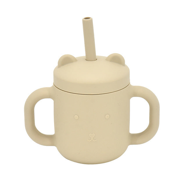 Silicone Children's Straw Straight Tube Leak-proof Shatter Proof Baby Drink Learning Cup Training Suction Cup