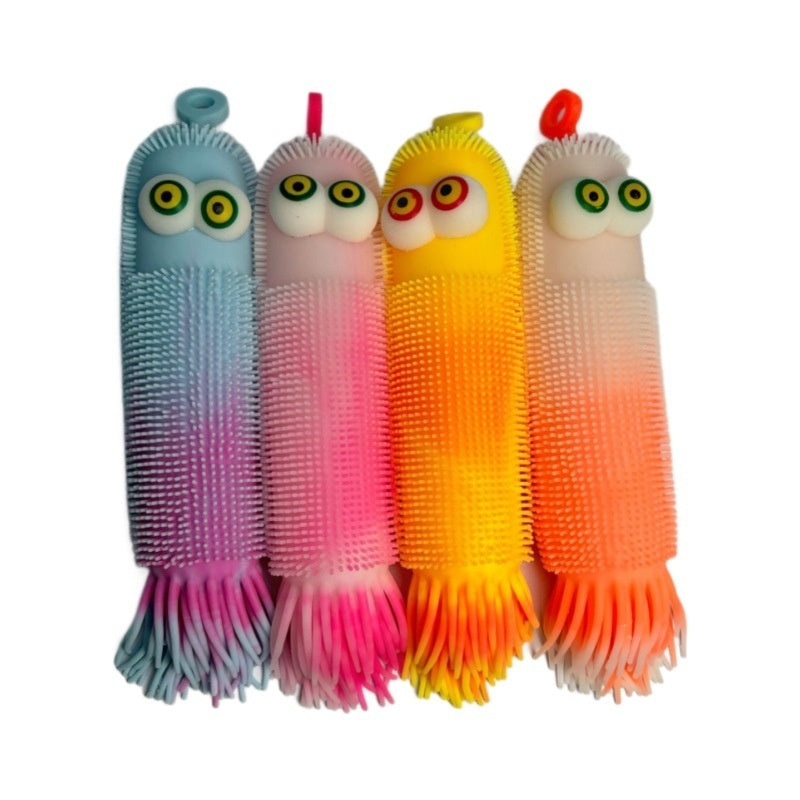 Two-color Corn Caterpillar Flash Convex Eye Squeezing Toy Soft Rubber Children's Luminous Toys Carpet