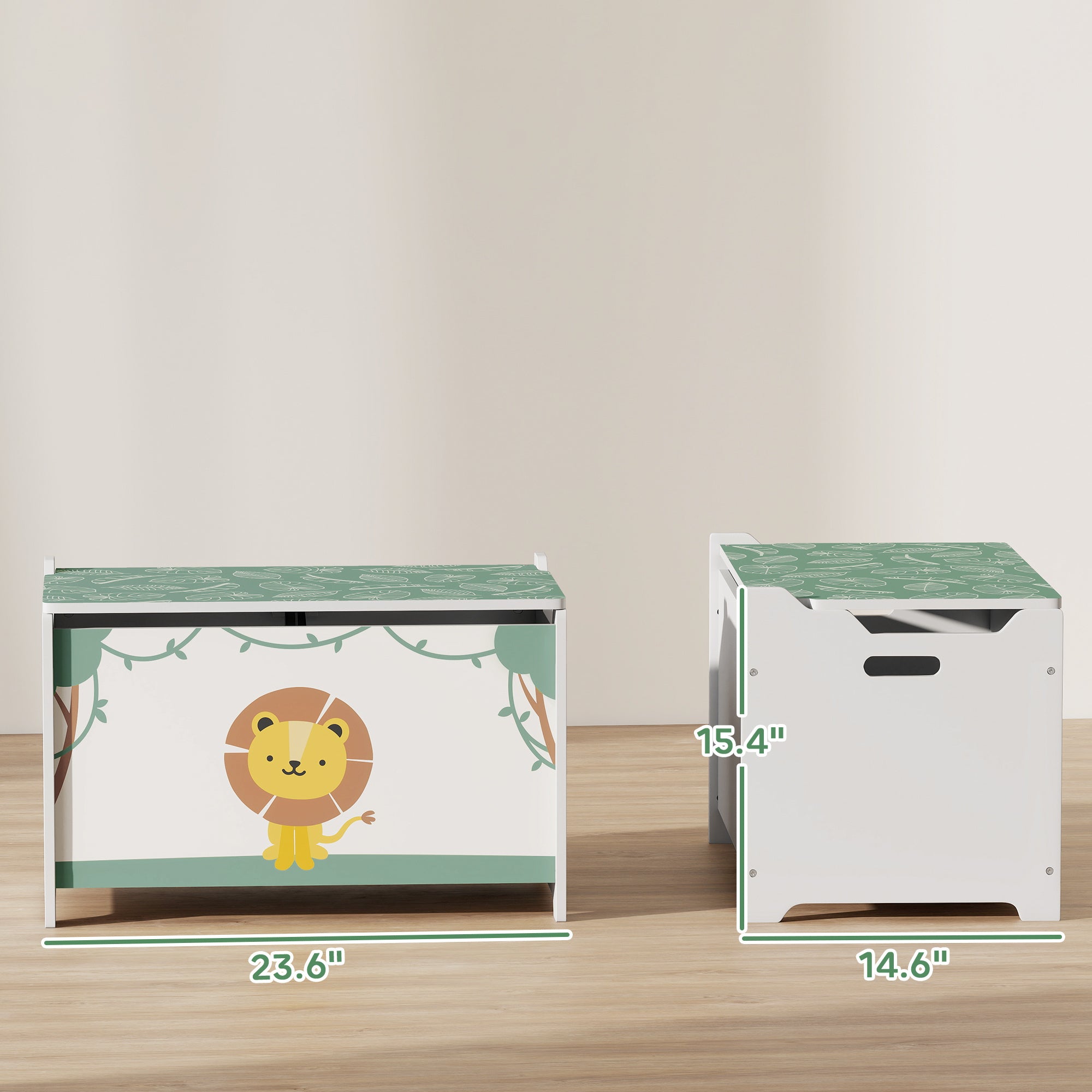 Toy Box With Lid, Safety Hinges And Groove Handles, Toy Storage Organizer For Kids, Living Room, Playroom, Green