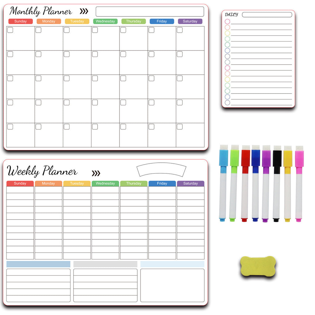 Calendar Magnetic White-board Wall Sticker Learning Schedule Refridgerator Magnets Message Board