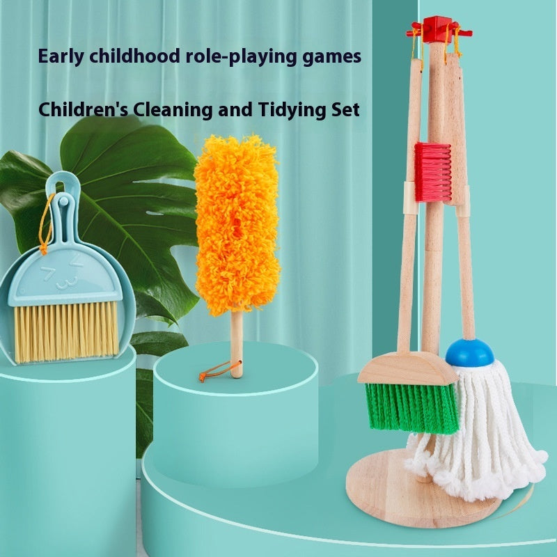 Children's Wooden Simulation Cleaning Suit Toys