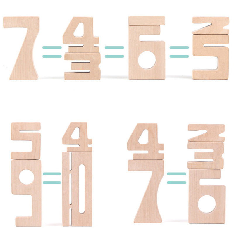 Wooden digital matching blocks