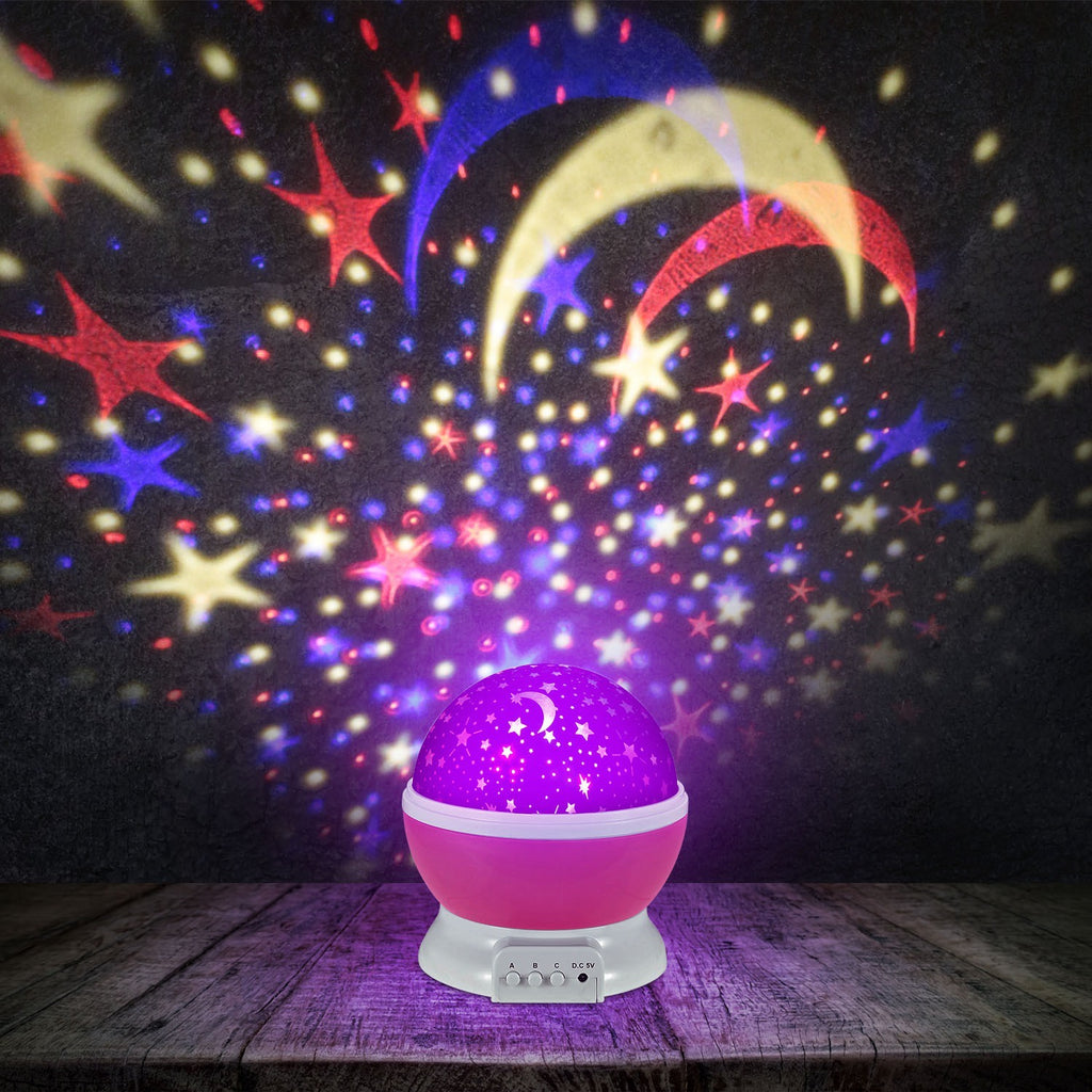 Pink-Blue Options -- 1Pc LED Star Sky Projector Night Light Kids Rotating Starry Night Lamp USB Sleep Light Xmas Gift
