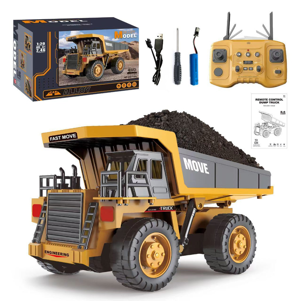 Alloy Remote Control Dump Truck Four-wheel Drive Power Children's Toys