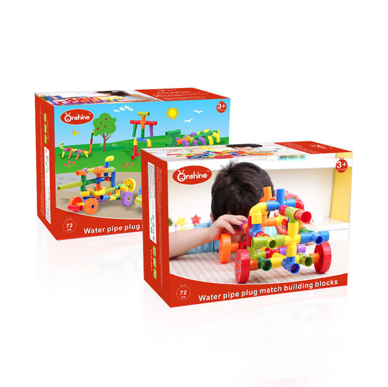Children's assembly of pipe blocks