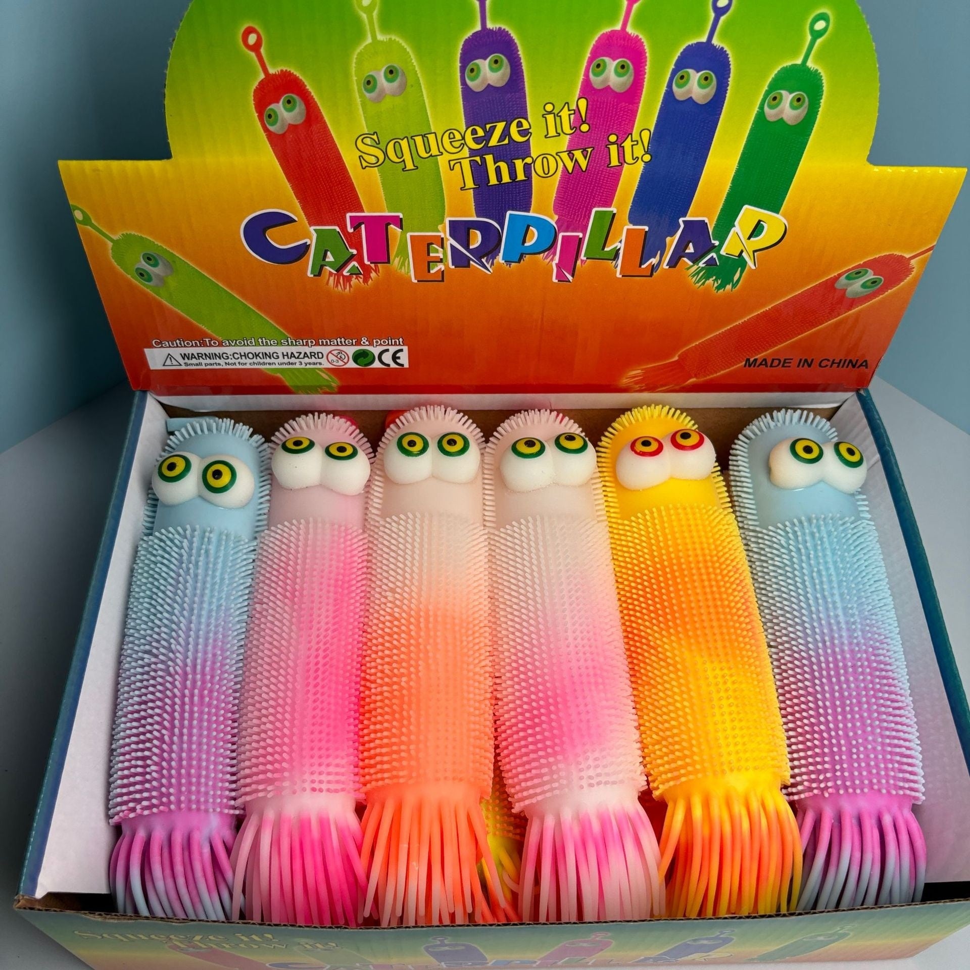 Two-color Corn Caterpillar Flash Convex Eye Squeezing Toy Soft Rubber Children's Luminous Toys Carpet