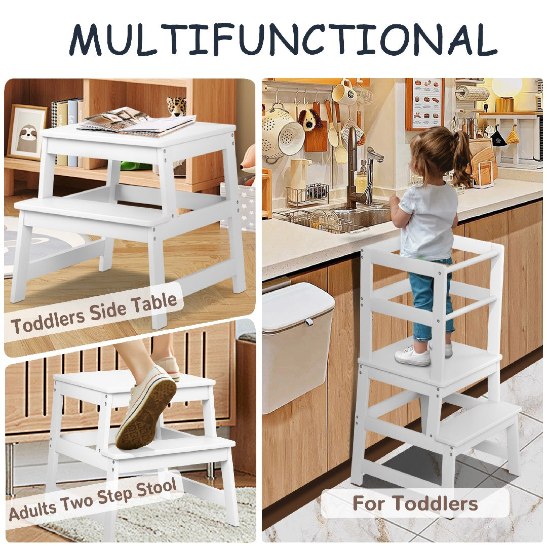 Only Supports Self Pickup-Toddler Step Stool, Wooden Children's Montessori Learning Standing Tower, Children's Kitchen Stool Helper With Safety Rails, Anti-tipping Structure