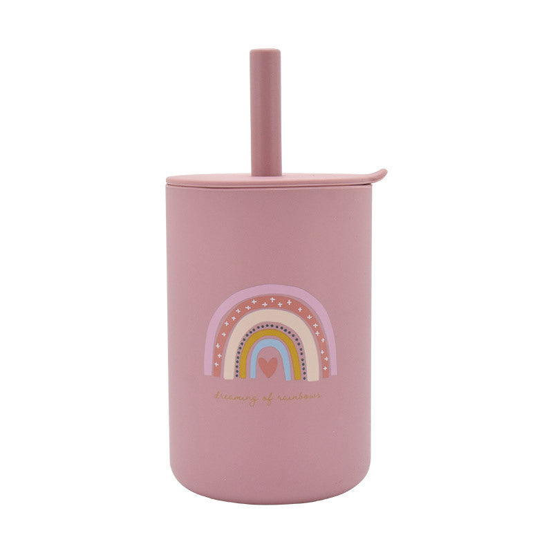 Silicone Children's Straw Straight Tube Leak-proof Shatter Proof Baby Drink Learning Cup Training Suction Cup