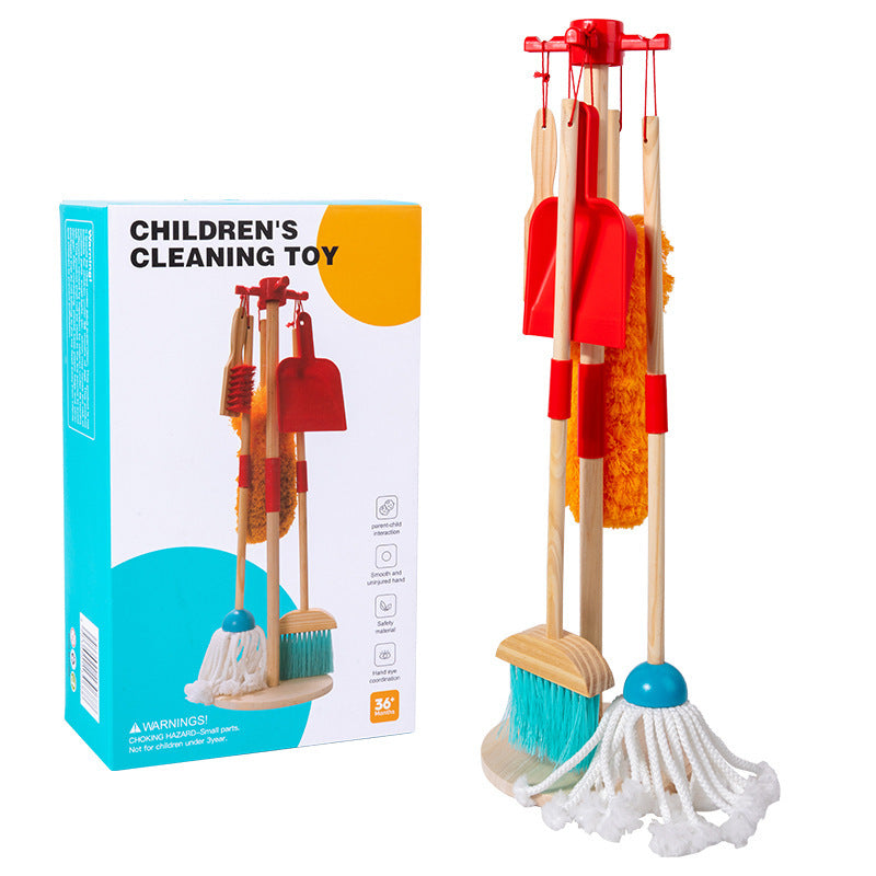 Children's Wooden Simulation Cleaning Suit Toys