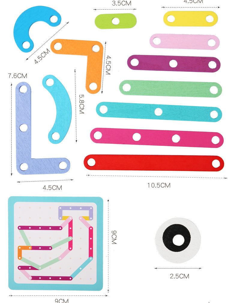 Early Education Wooden Shape Nail Board Puzzle