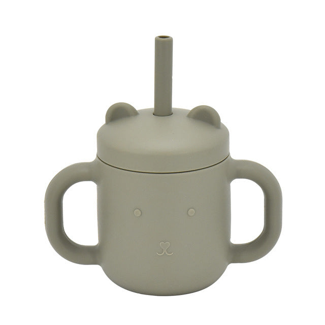 Silicone Children's Straw Straight Tube Leak-proof Shatter Proof Baby Drink Learning Cup Training Suction Cup