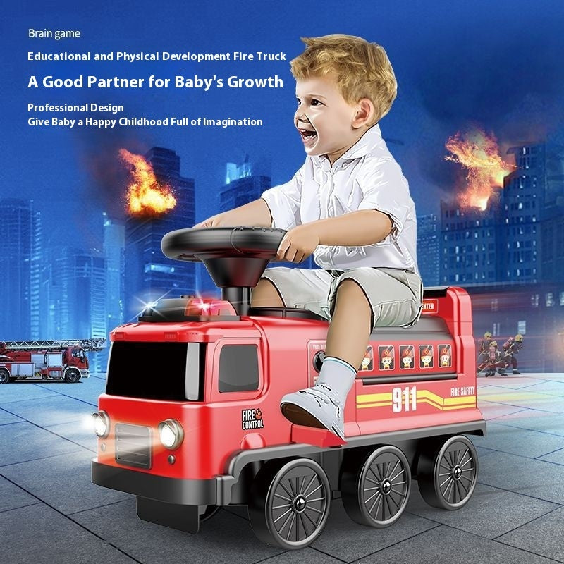 Children's Space Bus Fire Police Electric Toys Can Sit People