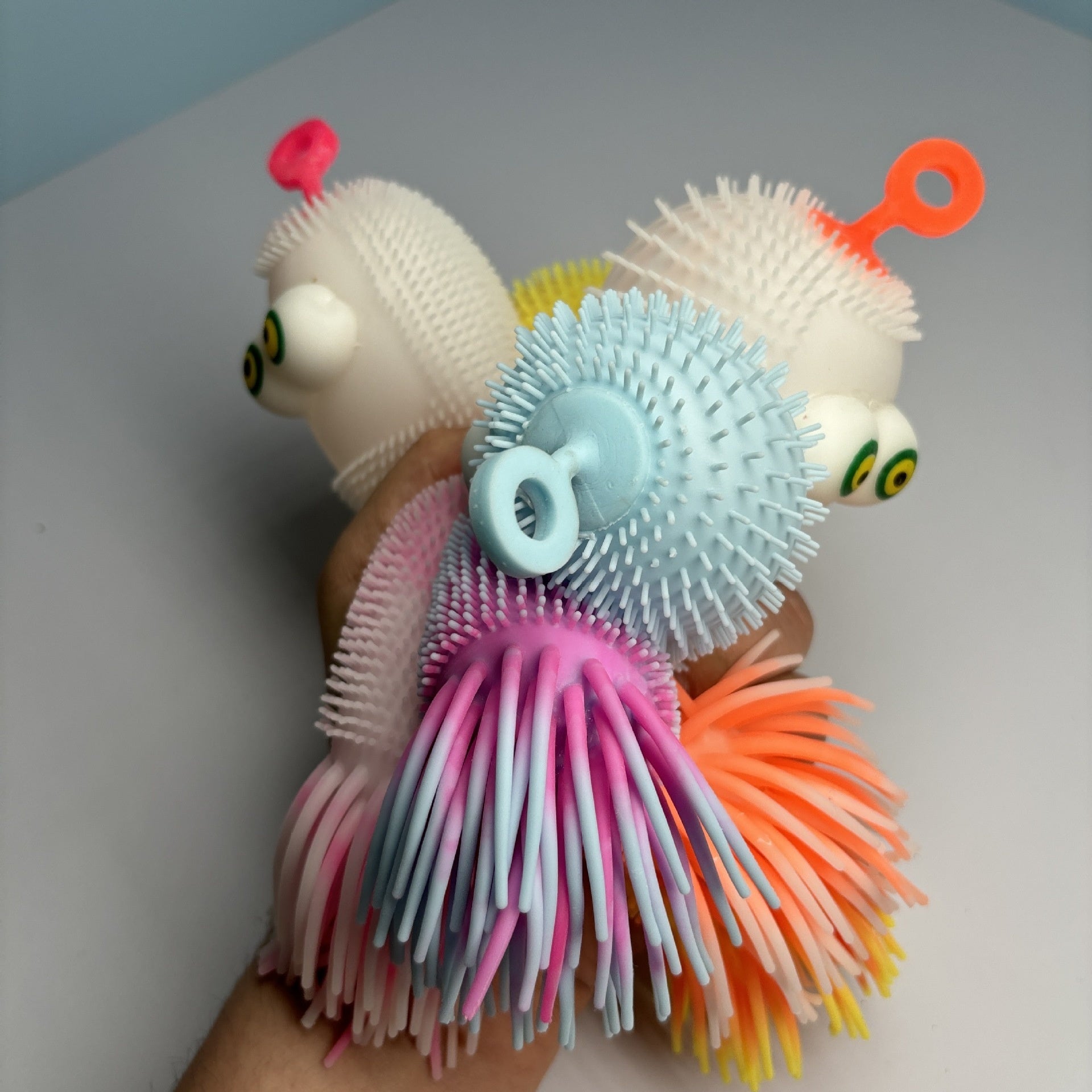 Two-color Corn Caterpillar Flash Convex Eye Squeezing Toy Soft Rubber Children's Luminous Toys Carpet