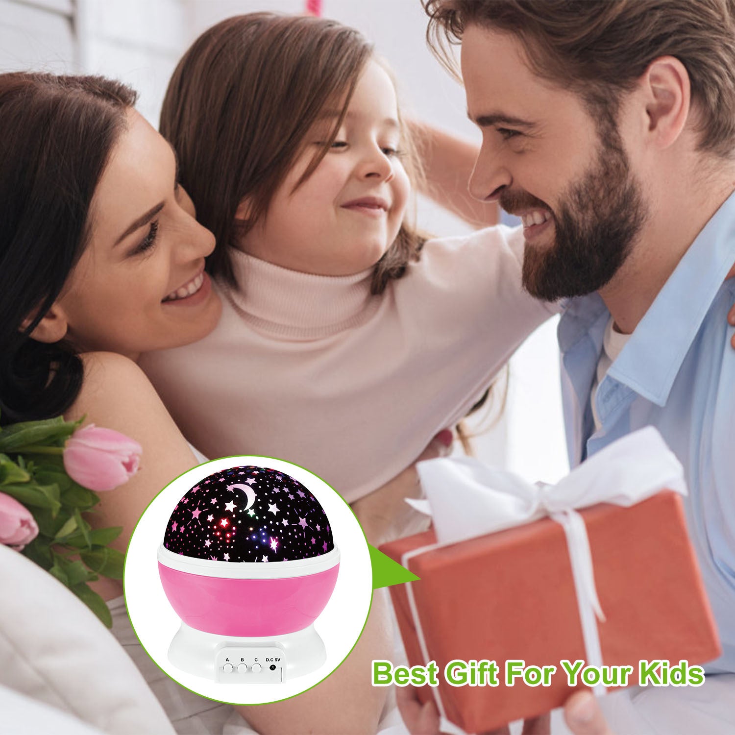 Pink-Blue Options -- 1Pc LED Star Sky Projector Night Light Kids Rotating Starry Night Lamp USB Sleep Light Xmas Gift
