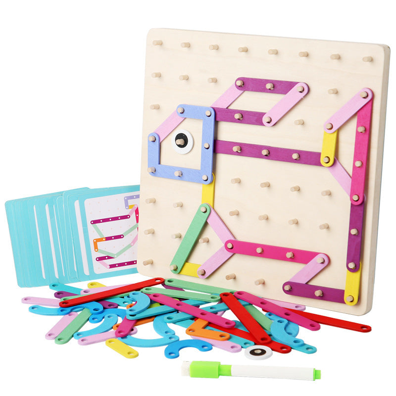 Early Education Wooden Shape Nail Board Puzzle