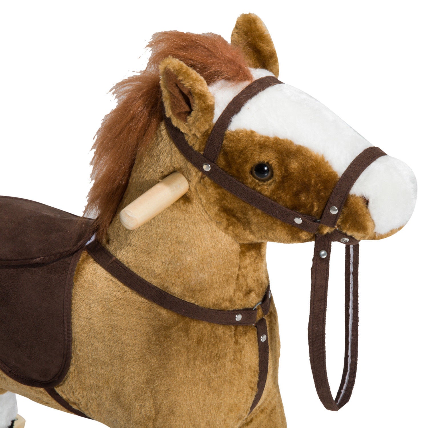 Plush Rocking Horse For Kids, Brown, Realistic Sounds, Ride-On Toy For Children 3