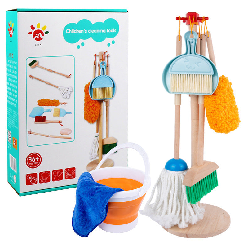 Children's Wooden Simulation Cleaning Suit Toys